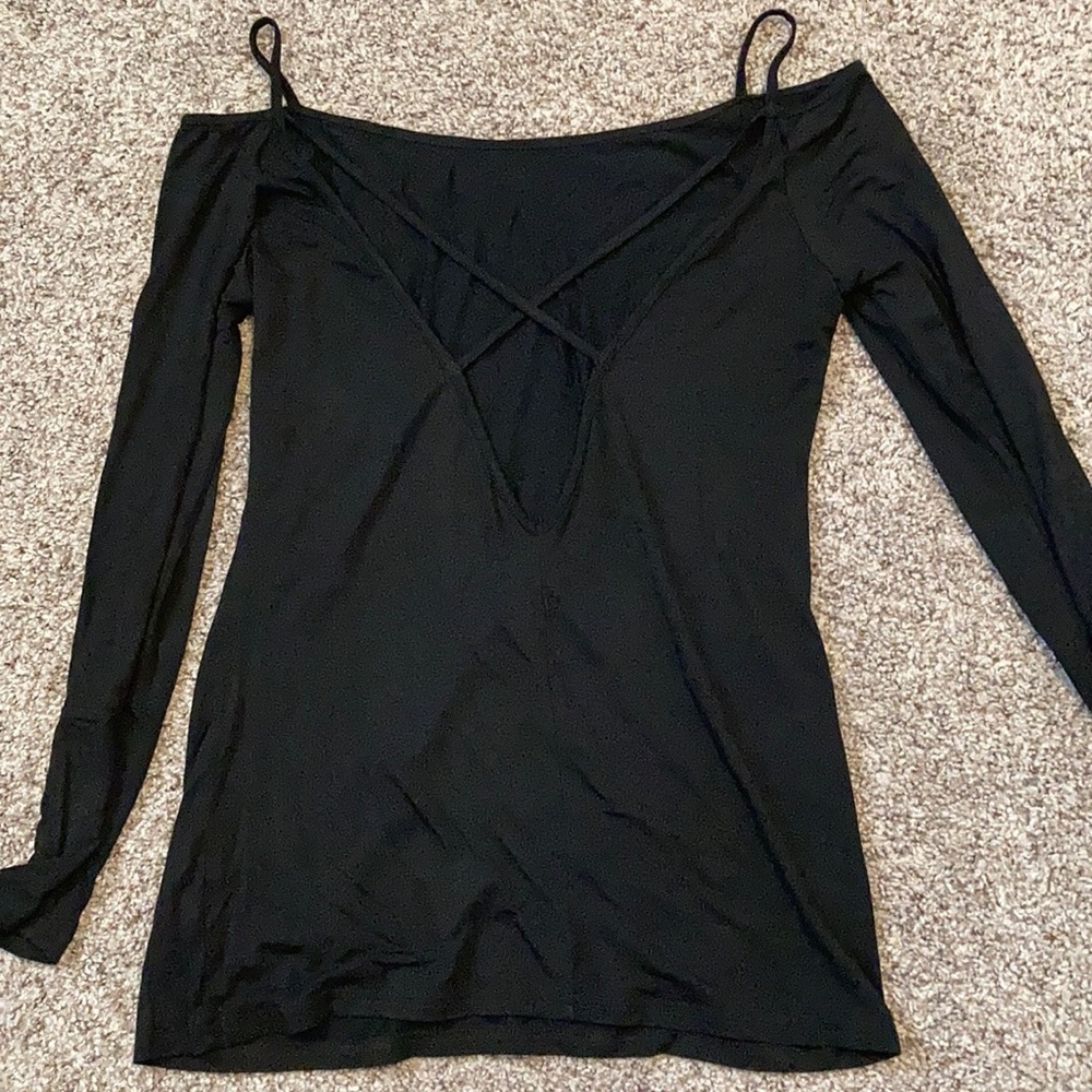 Dressy black long sleeve with strapped back